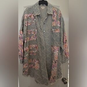 POL Floral Patchwork Jean Jacket